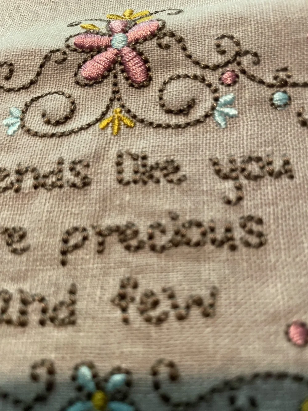 Natural Life Embroidered Linen Hand Towel